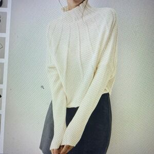 Sweater long sleeve Piping Detail Mock Neck Slouchy Oversized Size Large or 8/10